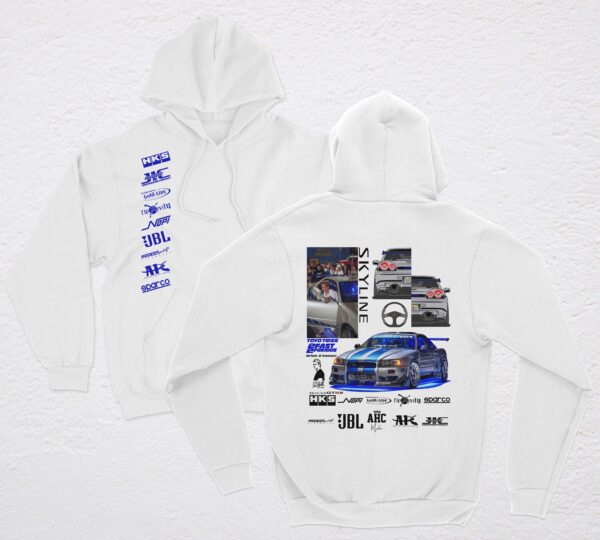 POLERA BLANCA HOODIE SKYLINE
