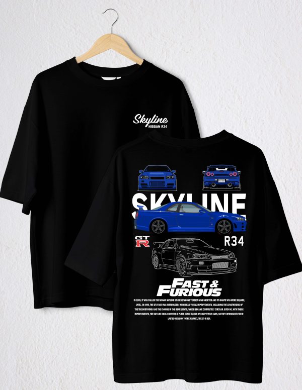 PLAYERA SKYLINE CARRO AZUL RAPIDOS Y FURIOSOS