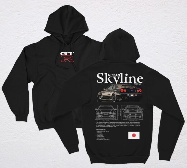 polera negra gtr34 skyline