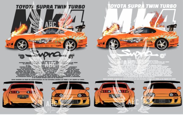 DISEÑO DE CARRO SUPRA MK4 NARANJA EDITABLE