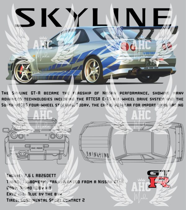 DISEÑO CARRO GTR34 SKYLINE PAUL WALKER