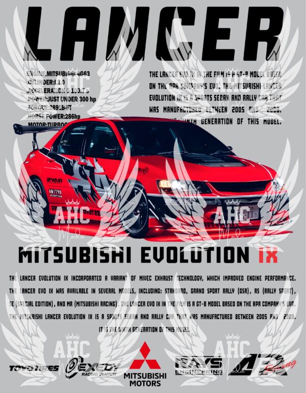 DISEÑO CARRO LANCER MITSUBISHI EVOLUTION DE RAPIDOS Y FURIOSOS